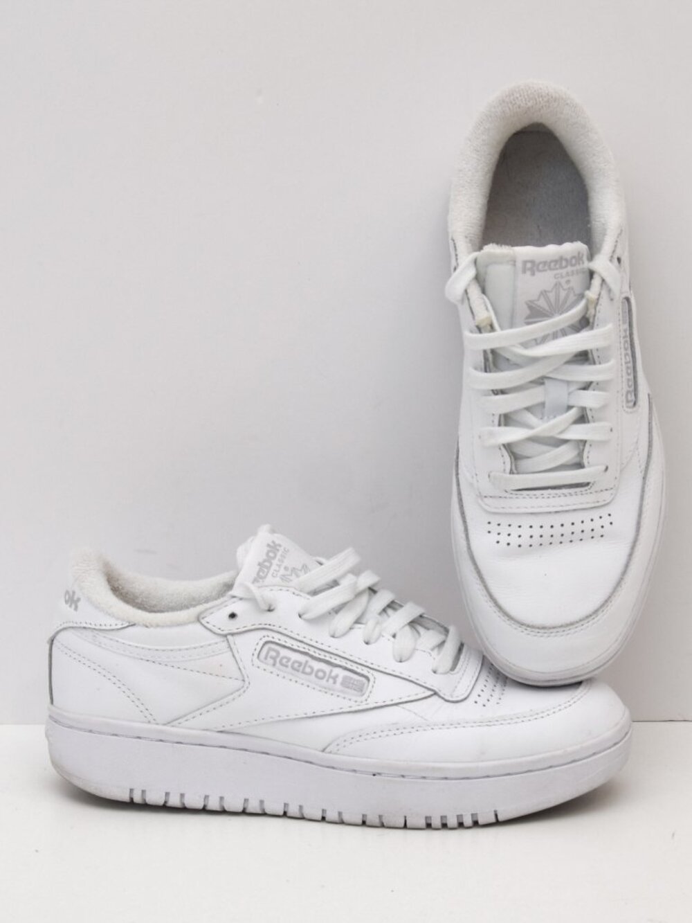 Reebok Women's Club C Double Platform Sneaker Triple White US Size 7